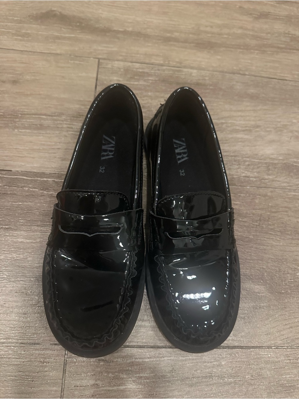 Zara Black Patent Penny Loafers